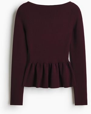 H&M Gestricktes Peplumshirt - Lila