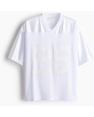 H&M Bedrucktes Sportshirt mit DryMoveTM in Loose Fit - Weiß