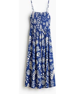 H&M Gesmoktes Trägerkleid - Blau