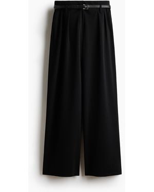 H&M Wijde Broek Met Ceintuur - Zwart