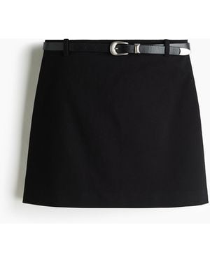 H&M Minirock aus Baumwolle mit Gürtel - Schwarz