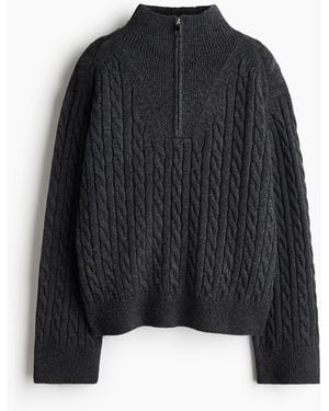 H&M Oversized Pullover mit Kurzzipper - Schwarz