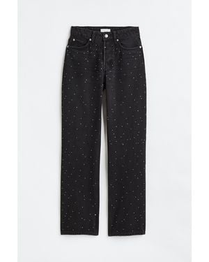 H&M Straight High Jeans - Schwarz
