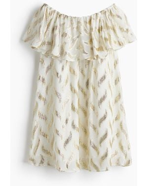 H&M Off-Shoulder-Kleid aus Jacquardstoff - Weiß