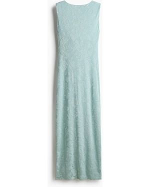 H&M Jurk Van Jacquardtricot Met Rugdecolleté - Blauw