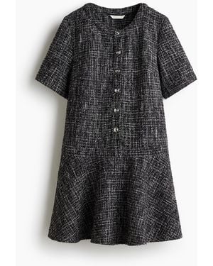 H&M Bouclé-Kleid - Schwarz