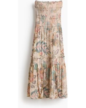 H&M Gesmoktes Bandeau-Kleid - Natur