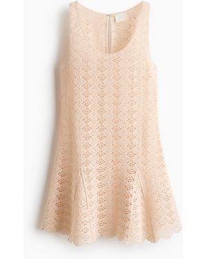 H&M Jurk Met Gehaakte Look En Godetplooien - Naturel