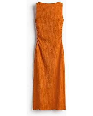 H&M Crinklejurk Met Boothals - Oranje