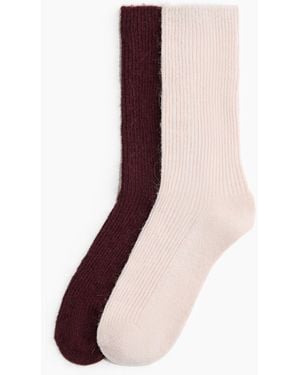 H&M 2er-Pack Socken in Rippstrick - Lila