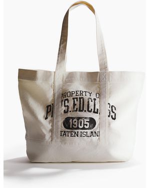 H&M Tote Bag aus bedrucktem Canvas - Weiß