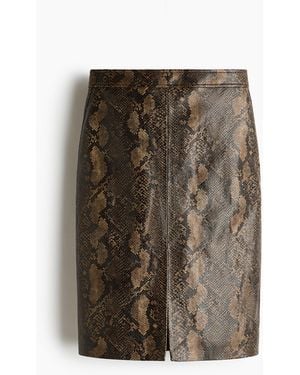 H&M Kokerrok Met Coating - Bruin