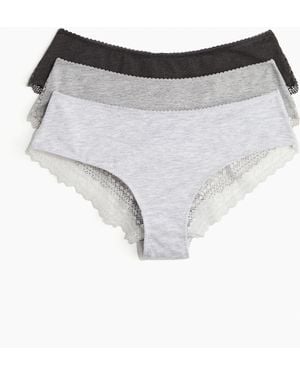 H&M 3er-Pack Hipster aus Baumwolle und Spitze - Grau