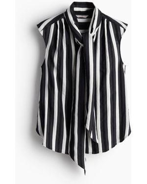 H&M Bluse mit Bindebändern - Schwarz