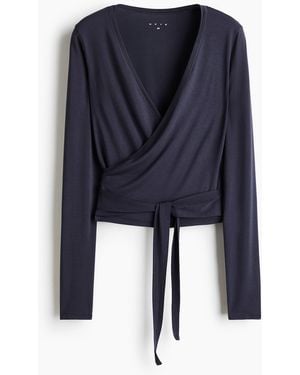 H&M Sportshirt im Wickelschnitt aus Modal - Blau