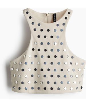 H&M Crop-Top mit Nieten - Weiß