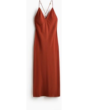 H&M Crêpekleid mit Perlenverzierung - Rot