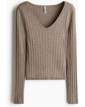 H&M Zopfpullover aus Viskosegemisch - Braun