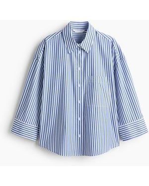 H&M Kurze Popelinebluse - Blau