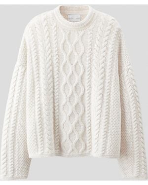 H&M Gebreide Kabeltrui Van Wolmix - Wit