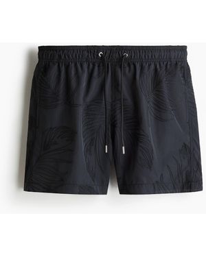 H&M Gemusterte Badeshorts - Schwarz