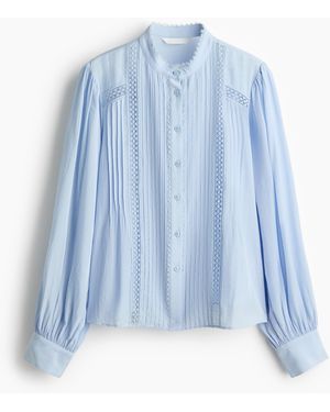 H&M Blouse Met Kant - Blauw