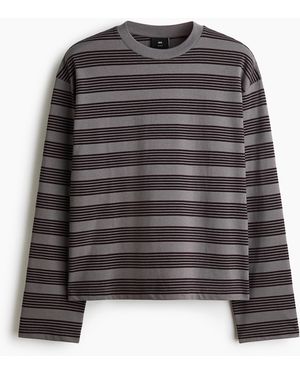 H&M Kastiges Langarmshirt in Relaxed Fit - Grau