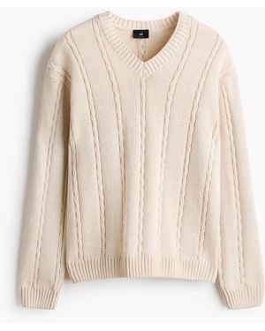 H&M Zopfpullover in Relaxed Fit - Natur