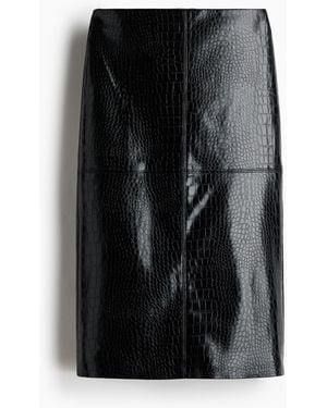 H&M Bleistiftrock mit Coating - Schwarz