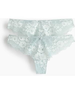 H&M 2er-Pack Brazil Slips aus Spitze - Blau