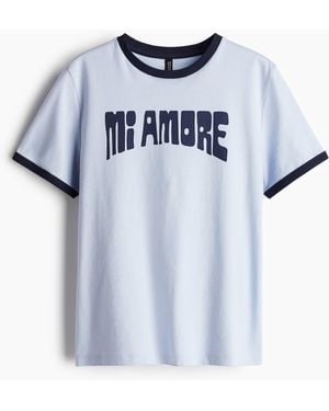 H&M T-Shirt mit Print - Blau