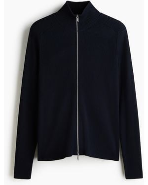 H&M Gerippter Cardigan in Slim Fit - Blau