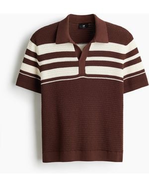 H&M Ajourgebreid Poloshirt - Bruin