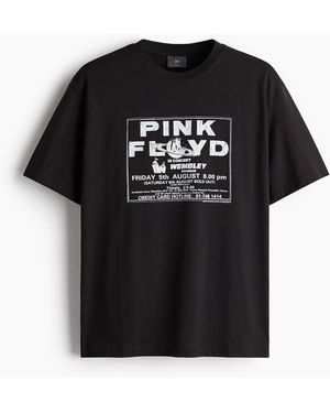 H&M T-Shirt in Loose Fit - Schwarz