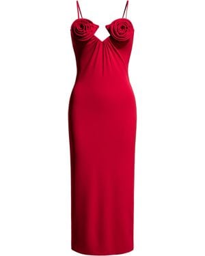 H&M Trägerkleid mit Rosenapplikationen - Rot