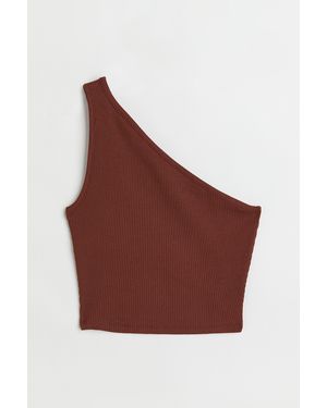H&M Geribde One-shouldertop - Rood