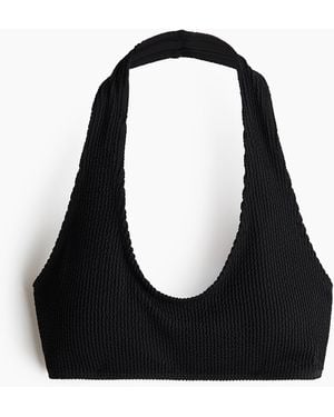 H&M Wattiertes Neckholder-Bikinitop - Schwarz