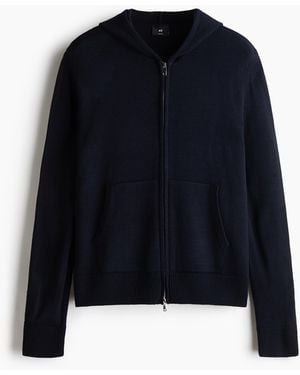 H&M Cardigan mit Kapuze in Regular Fit - Blau