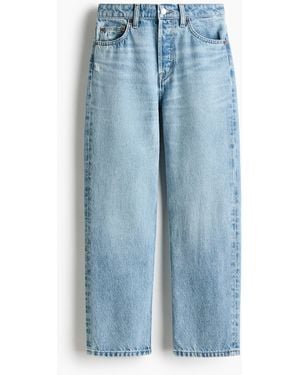 H&M Straight High Waist Ankle Jeans - Blau