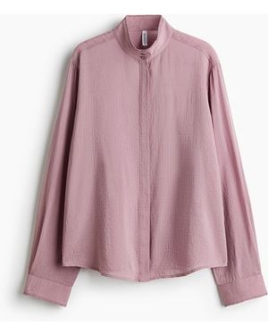 H&M Stehkragenbluse mit Volantbesatz - Pink