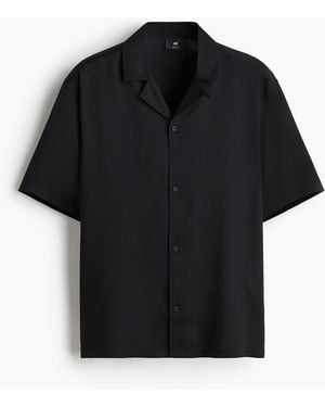 H&M Freizeithemd in Loose Fit - Schwarz