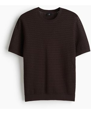 H&M Slim Fit Knitted T-shirt - Schwarz