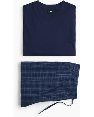 H&M Pyjama mit T-Shirt und Hose - Blau