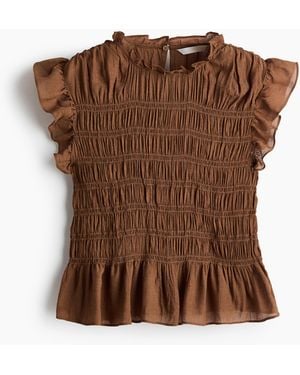 H&M Gesmoktes Peplumtop - Braun