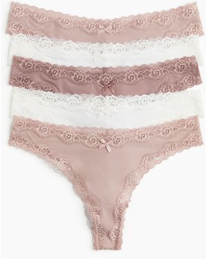H&M 5er-Pack Brazil Slips aus Mikrofaser und Spitze - Weiß
