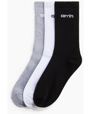 H&M Logo Socks 3-pack - Schwarz