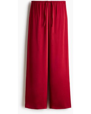 H&M Verzierte Pyjamahose aus Satin - Rot