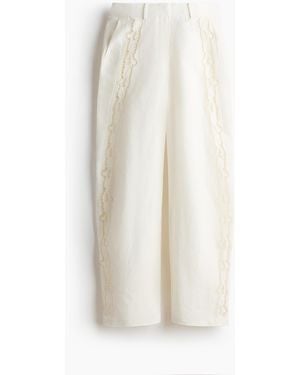 H&M Hose aus Leinengemisch mit Barrel Leg - Weiß