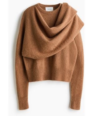 H&M Trui Van Mohairmix Met Sjaalkraag - Bruin
