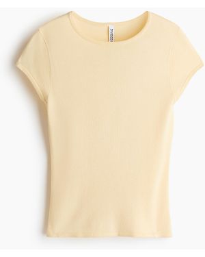 H&M Shirt in Feinstrick mit Kappenärmeln - Weiß